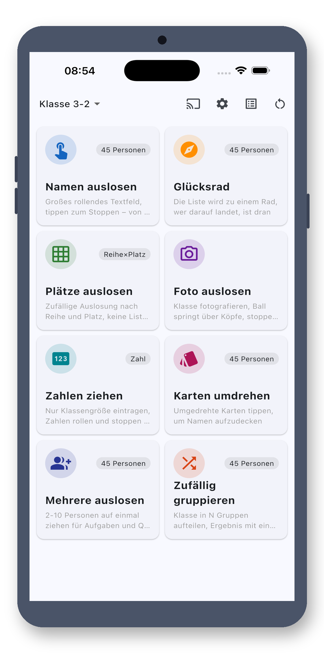 class_picker 01_home_de screenshot