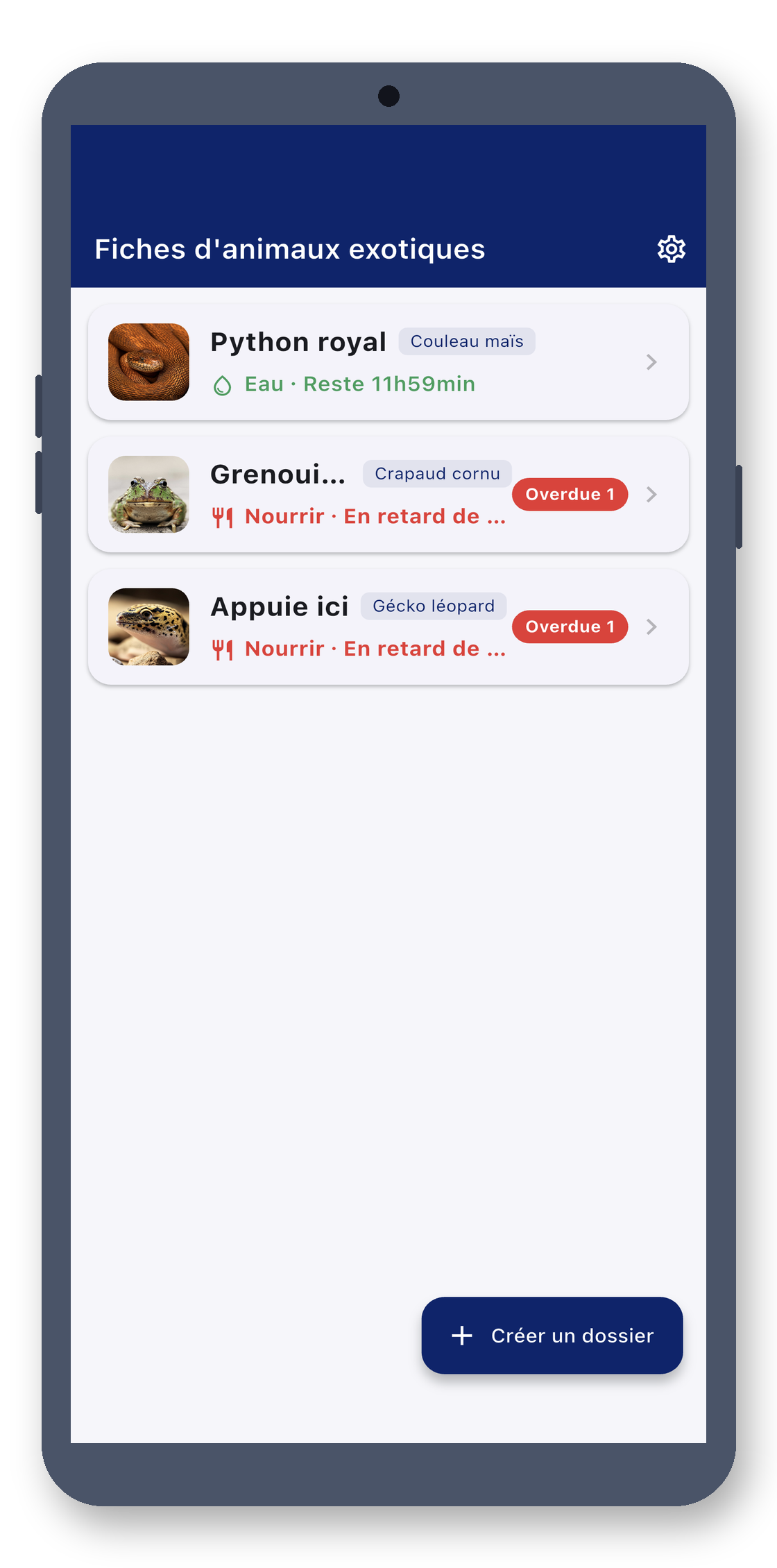 exotic_pet_log 01_home screenshot