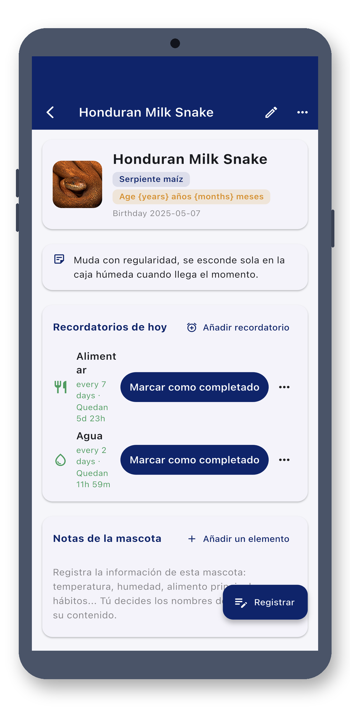 exotic_pet_log 02_detail_es screenshot