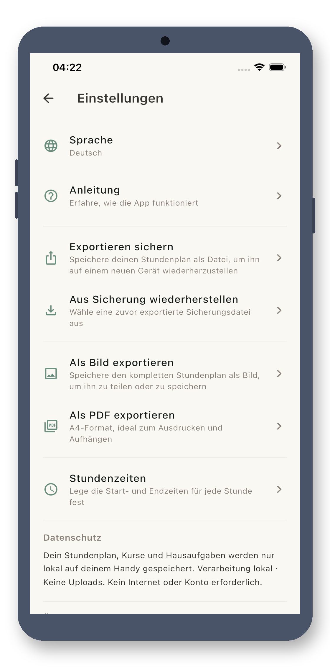 local_timetable 08_settings_de screenshot