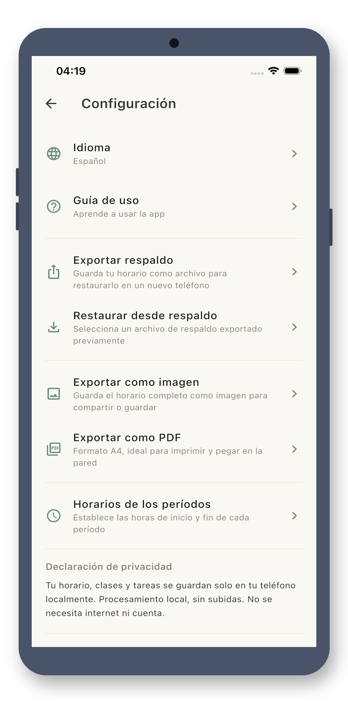 local_timetable 08_settings_es screenshot