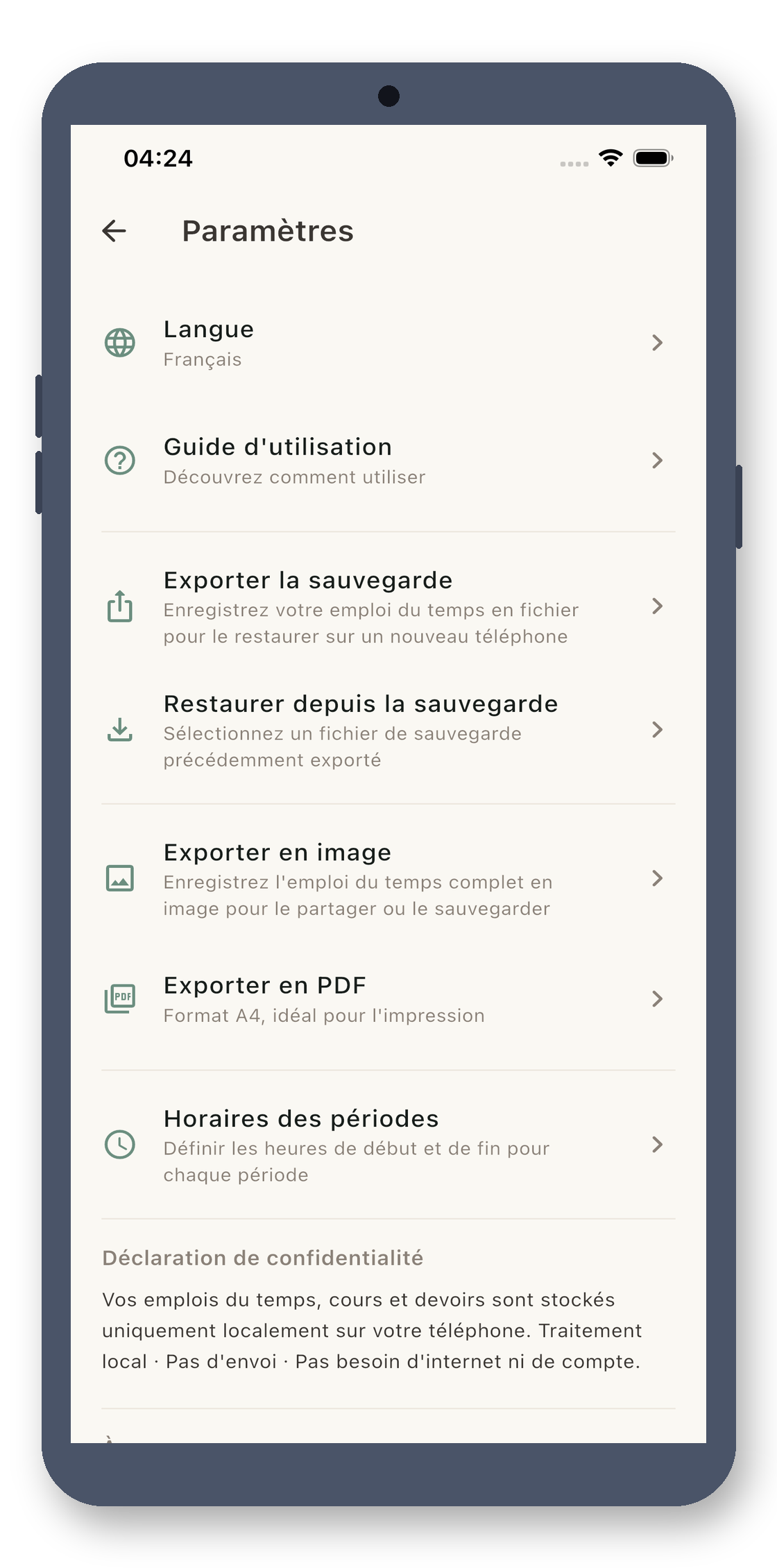 local_timetable 08_settings_fr screenshot