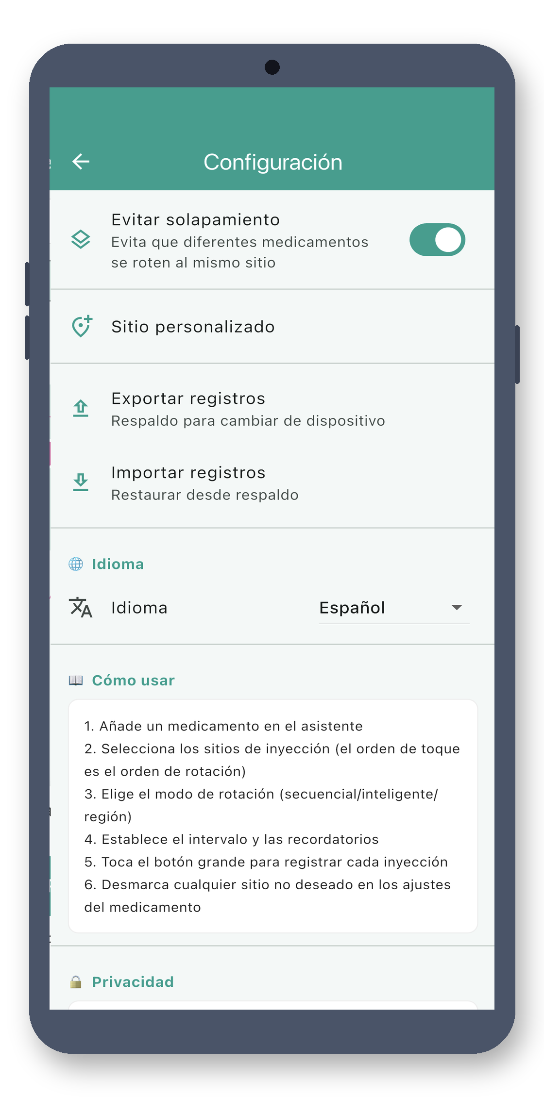 site_stamp 09_settings_es screenshot